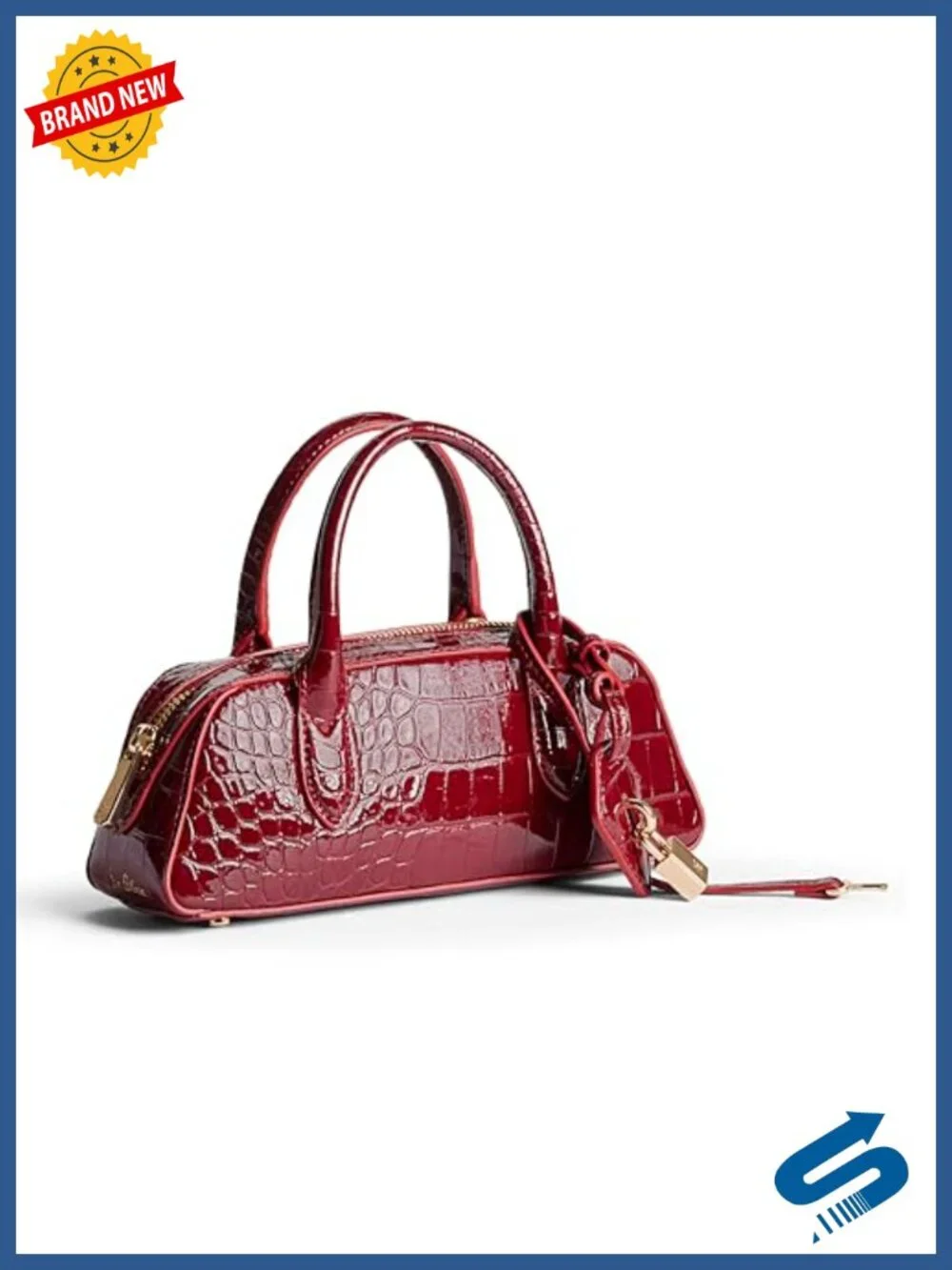 Satchel Mini Bowler Bag with Lock Charm and Double Zip